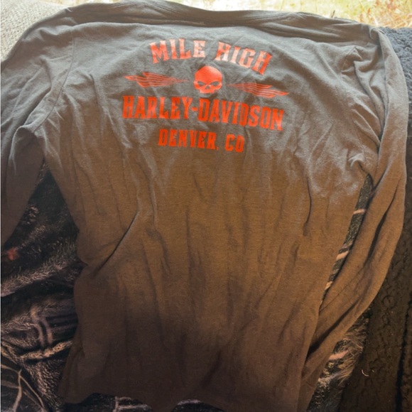 Harley-Davidson Black Long Sleeve Tee with Orange Graphics - Picture 2 of 2